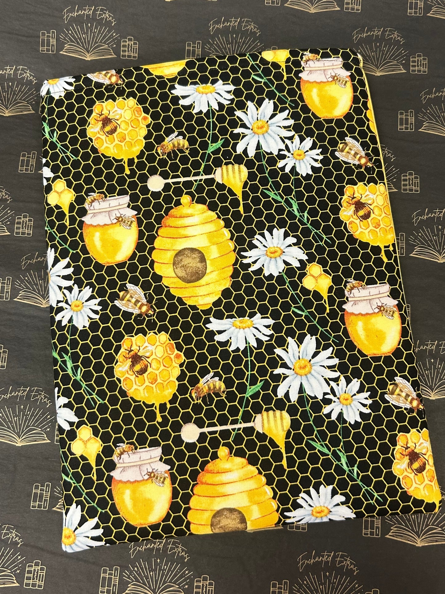 Bee and Hive Booksleeve Cozy Handmade Book Pouch Book Protector Cottagecore Gift for Book Lovers Hiney Bees Book Lover Gift