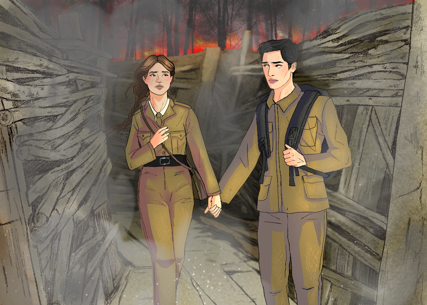 5x7 inch Divine Rivals Art Print Book Characters Gift For Reader