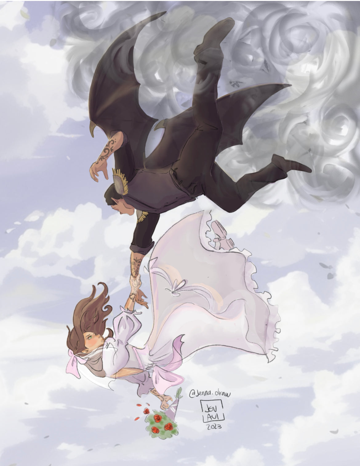 Feysand Wedding 5x7 Inch Art Print Book Couples Feyre and Rhysand SJM Licensed Merch Bookish Decor Reader Gifts For Book Lover Bat Boys Read