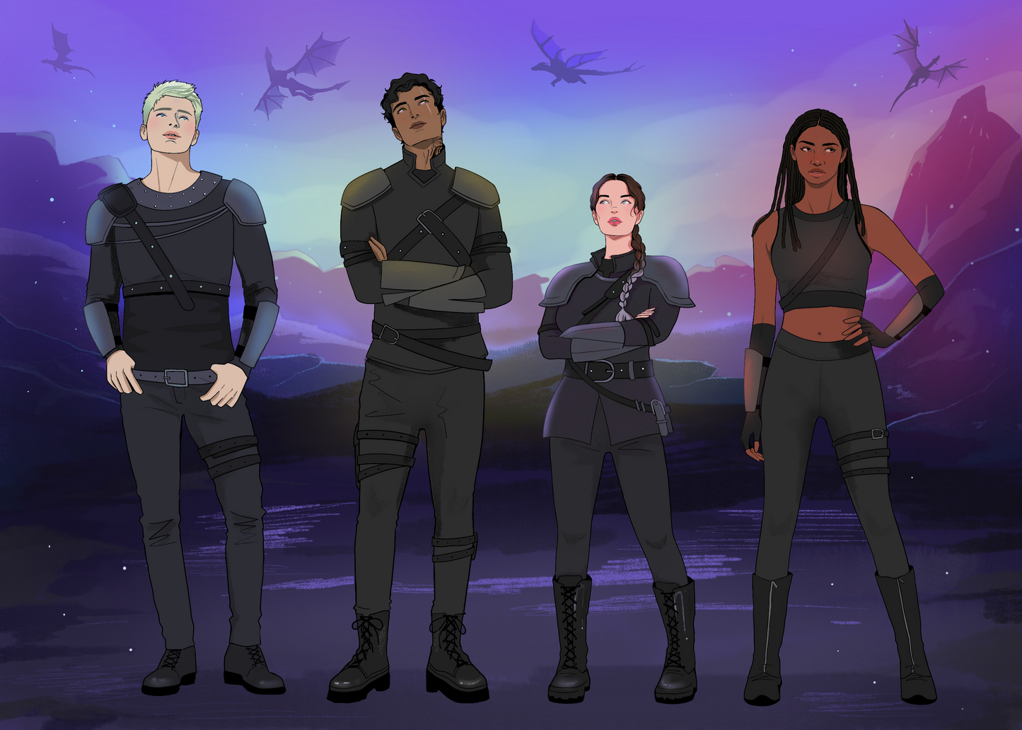 5x7 inch Fourth Wing Art Print Xaden Riorson Violet Sorrengail Rhiannon Matthias Liam Mairi Dragon Rider Bookish Gift Book Characters