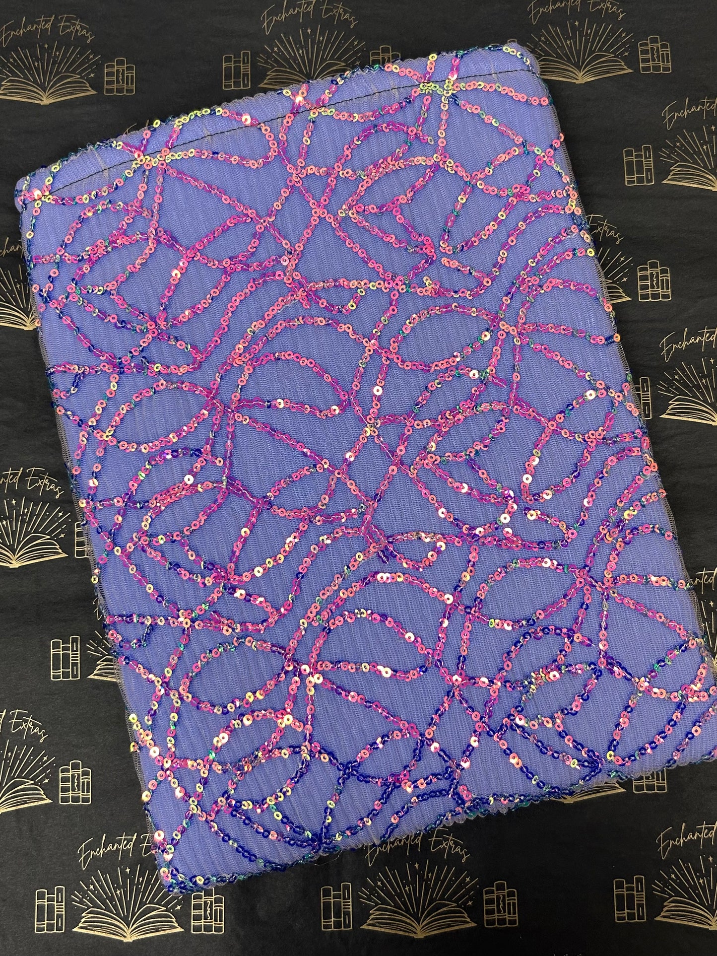 Sparkly Purple Sequin & Tulle Booksleeve Padded Book Sleeve Gift for Book Lovers Reader Gift
