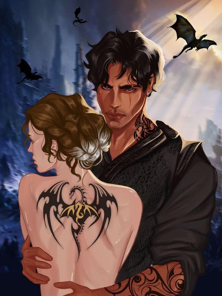 Fourth Wing 5x7 Inch Art Print Xaden and Violet Dragon Tattoo Book Cou