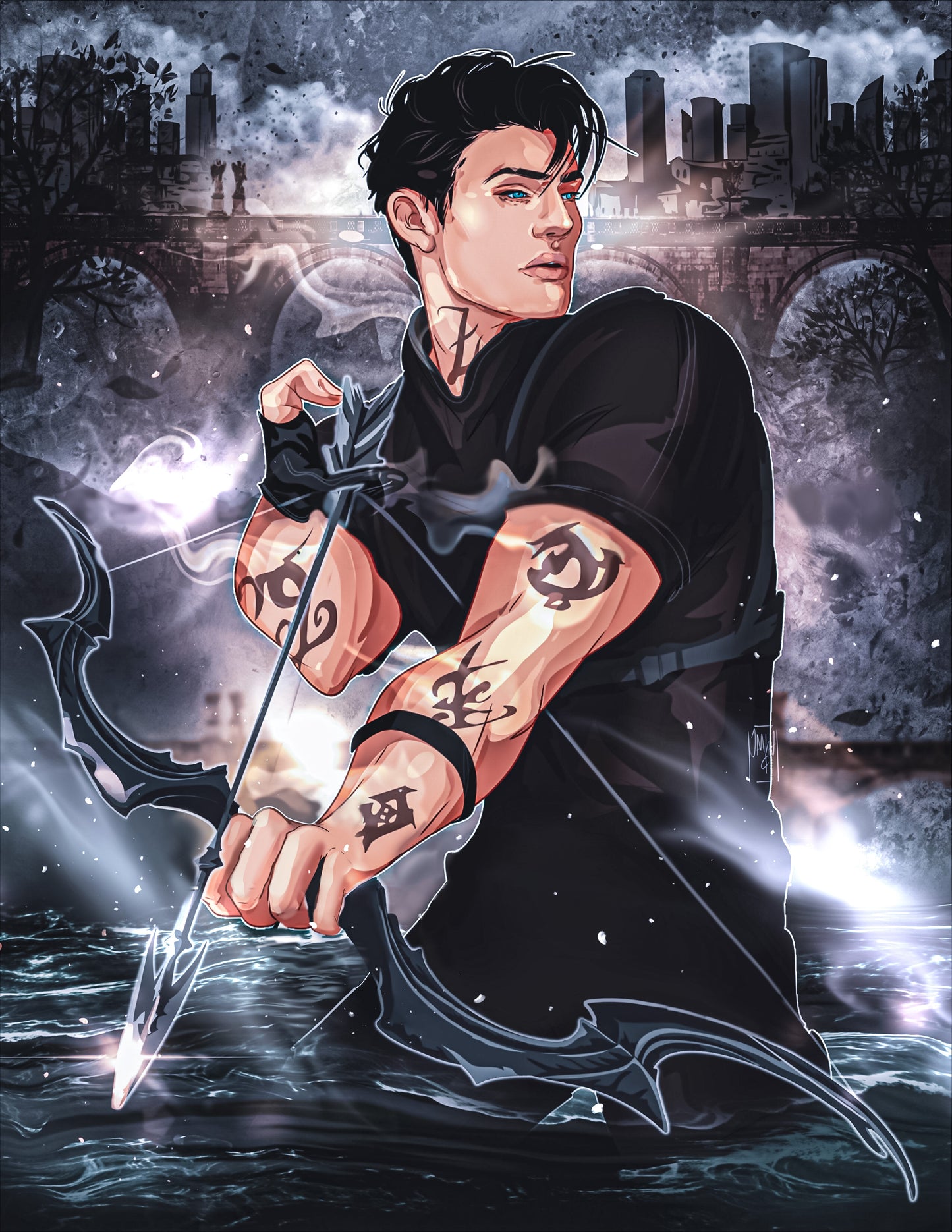 5x7 Alec Lightwood Art Print Shadowhunters Book Character Gift for Her Book Boyfriend Best Friend Gift