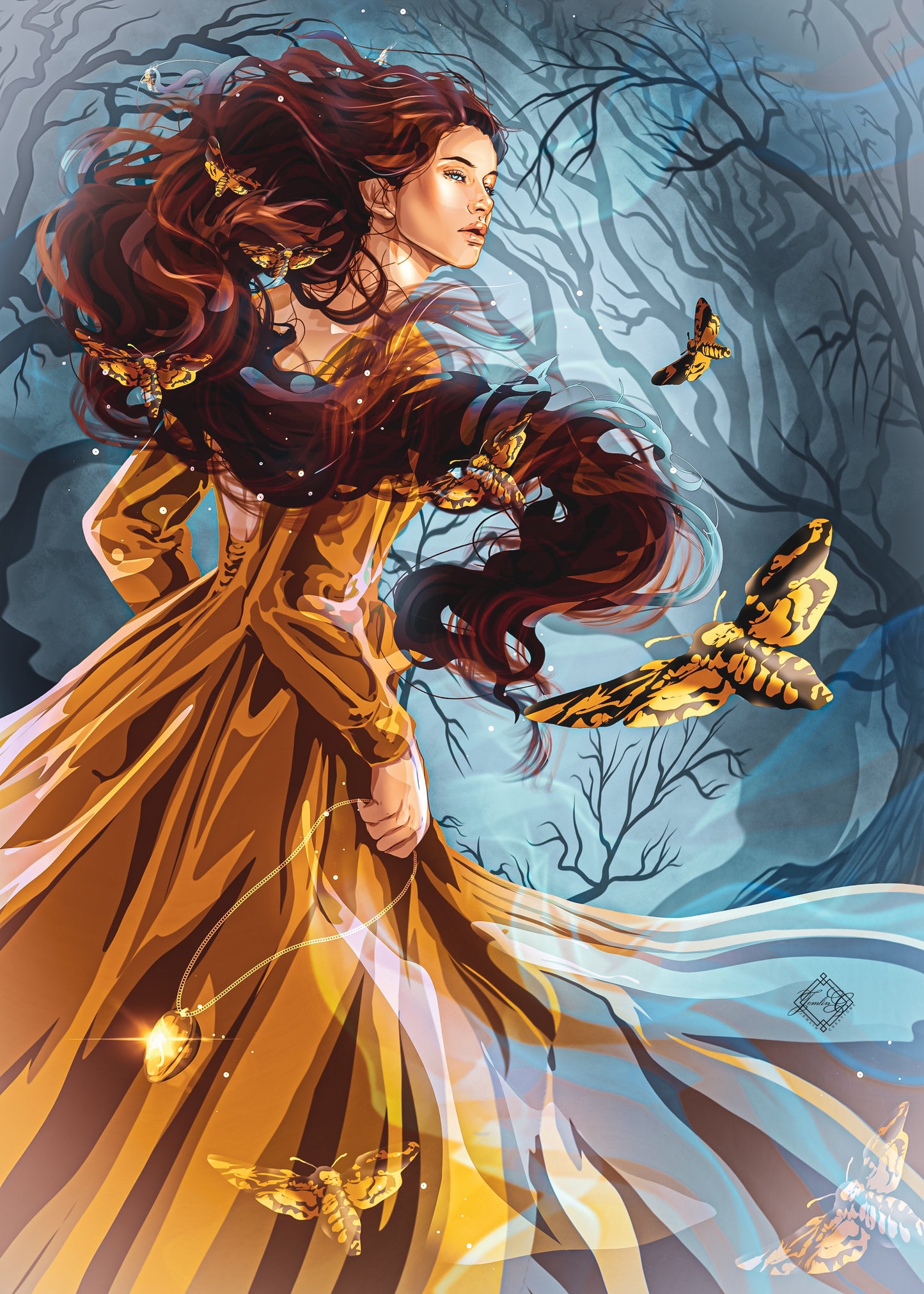 5x7 Chain Of Iron Art Print Bookish Merch Lucie Herondale Reader Gift For Her Cassie Clare Shadowhunters Runes Alicante Moths