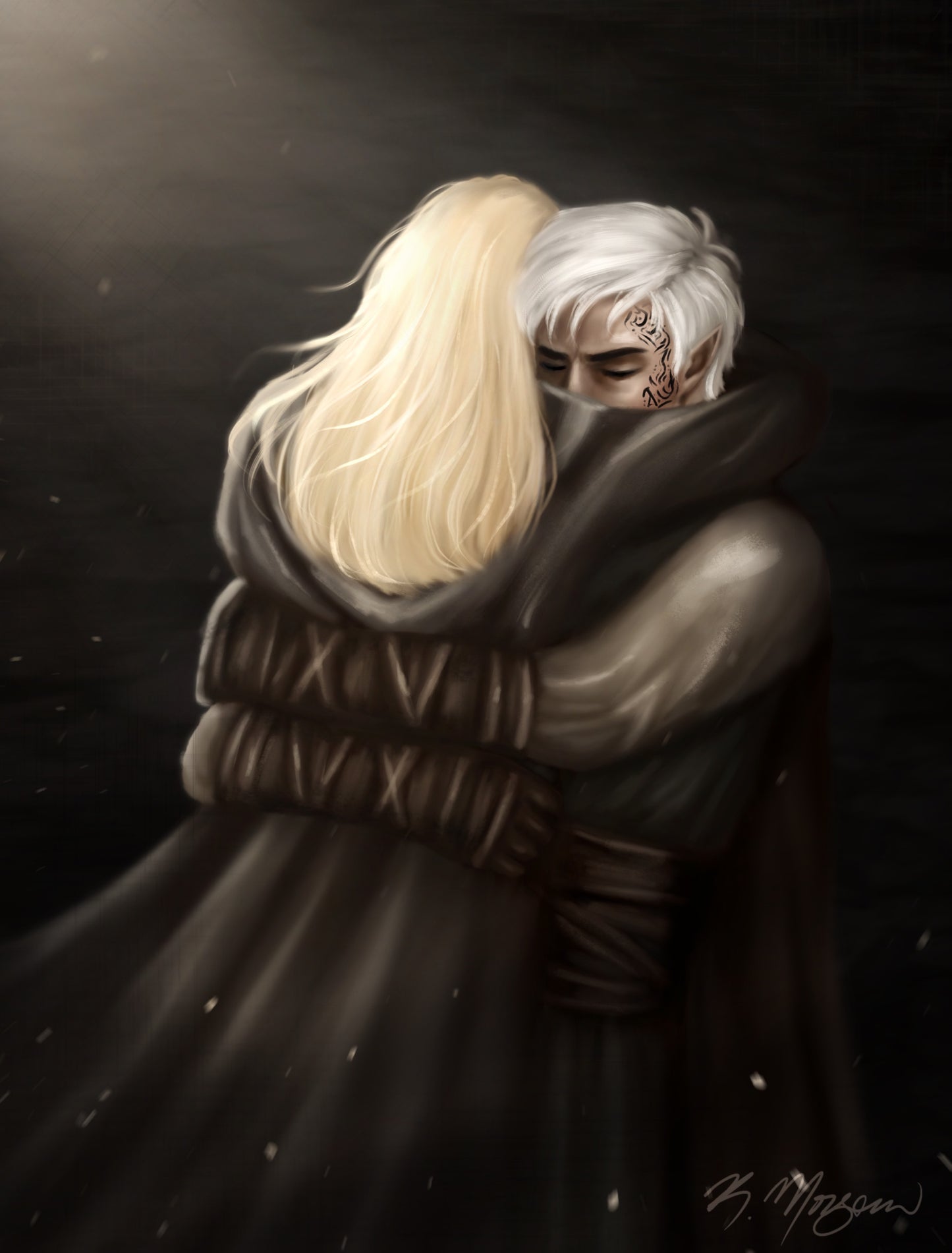 5x7 Art Print Aelin and Rowan in Loving Reunited Sarah J Maas Bookish Merch