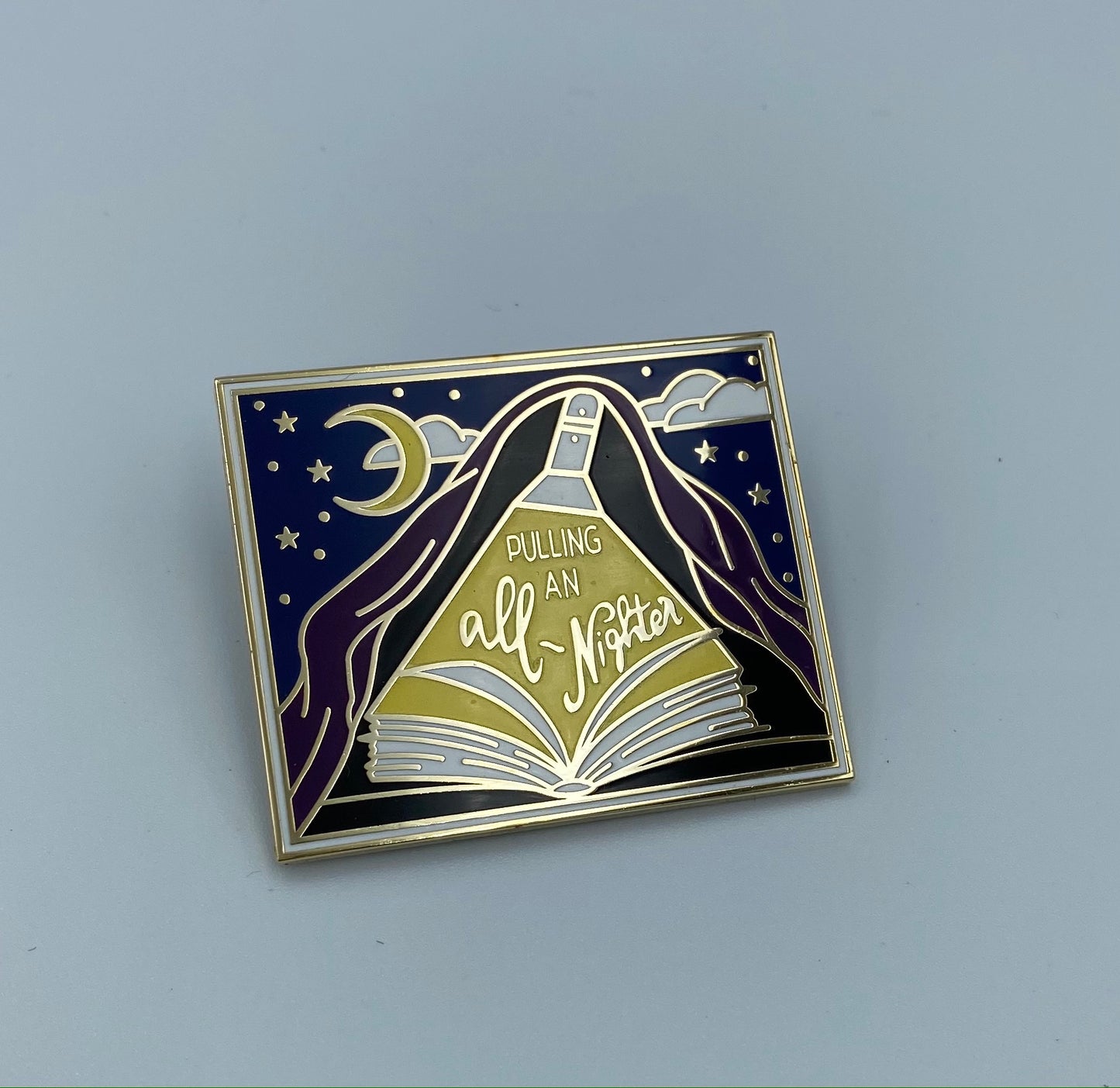 Pulling an All Nighter Glow in the Dark Enamel Pin