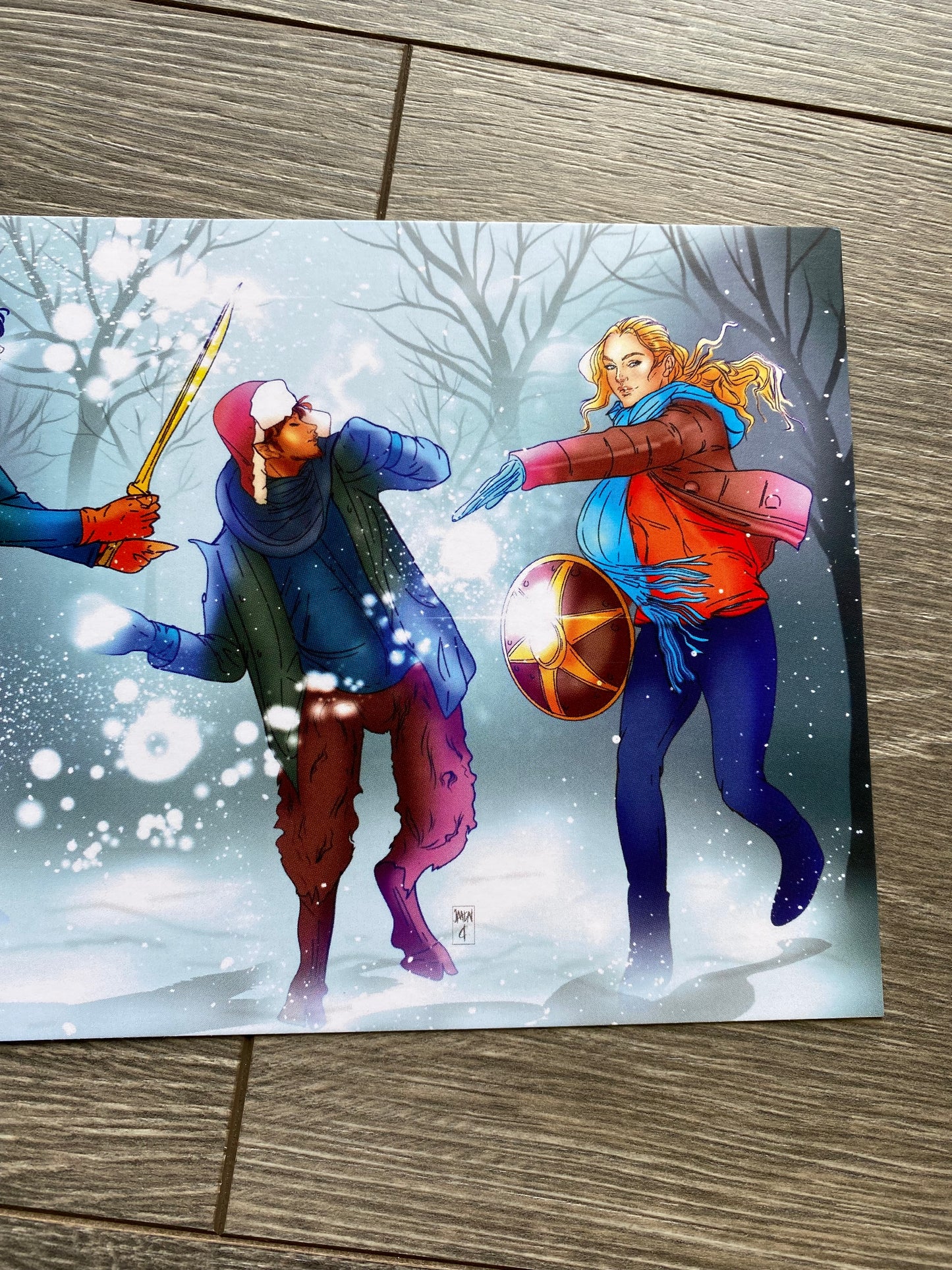 5x7 PJO Snowball Fight Art Print Bookish Decor Book Lover Gift For Her Reader Gift Ideas Demigod Merch Book Gifts For Him Gift Ideas