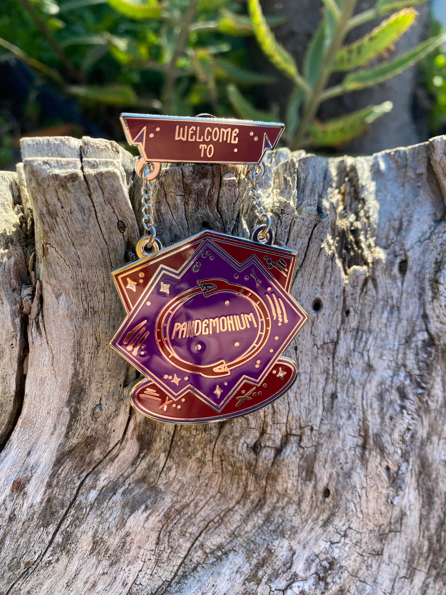 Pandemonium Hanging Sign Shadowhunters Enamel Pin