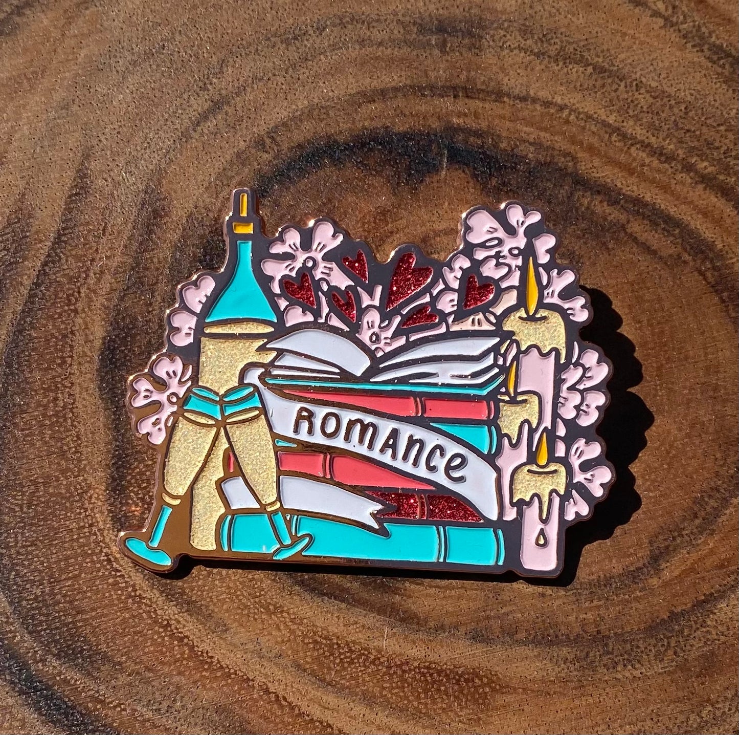 Romance Book Stack Enamel Pin
