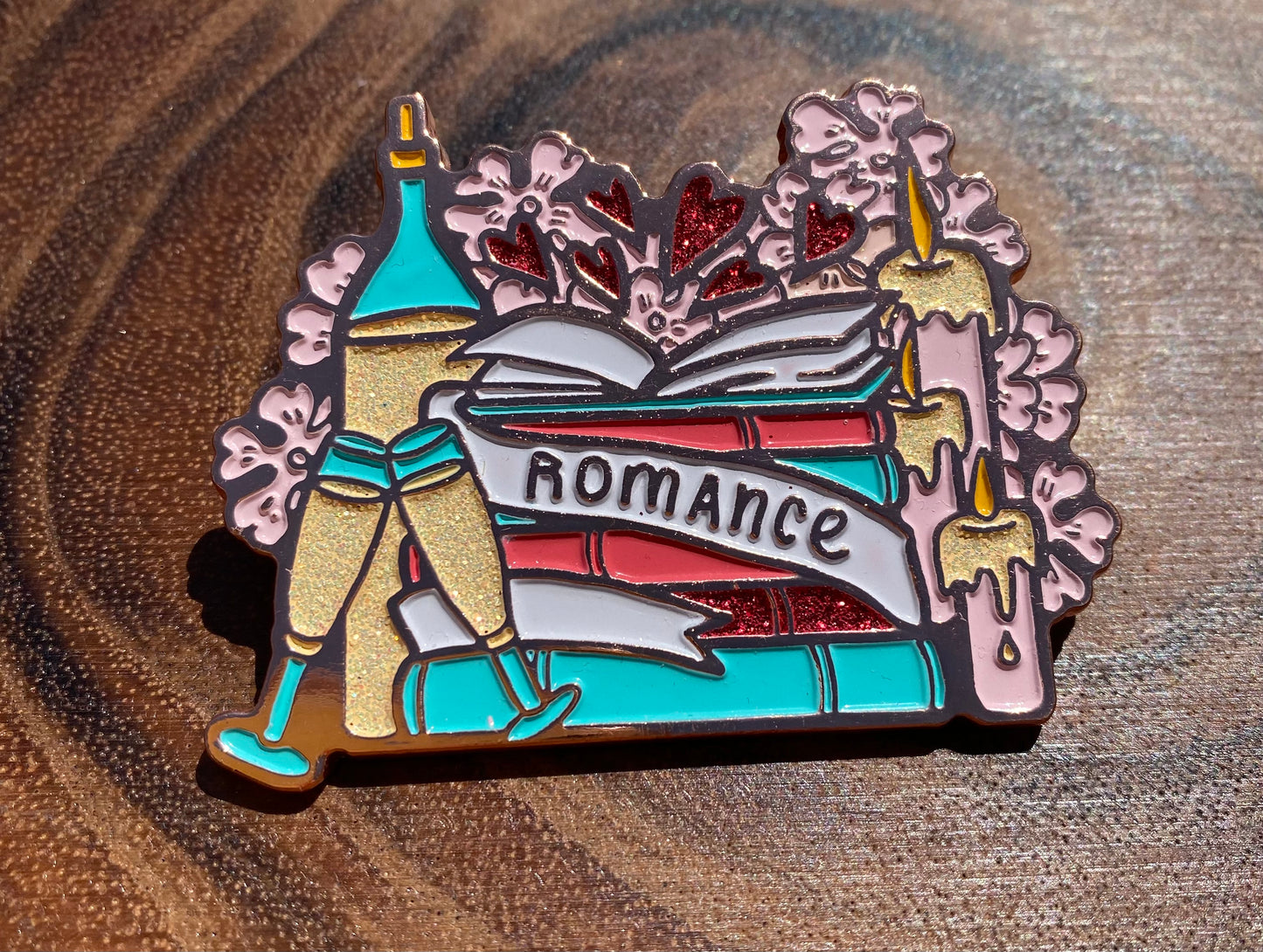 Romance Book Stack Enamel Pin