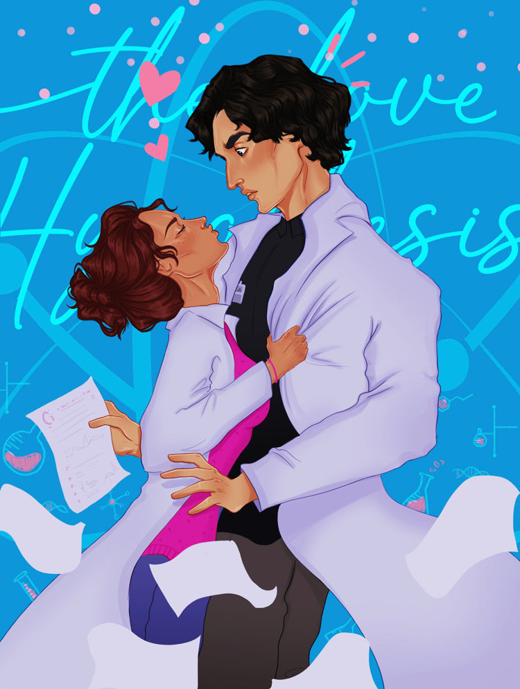 5x7 The Love Hypothesis Art Print Book Couples Reader Merch Fan Art Olivia and Adam Ali Hazelwood Contemporary Love Bookish Couples Gift