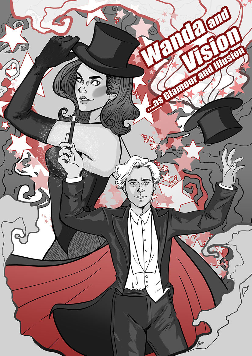 5x7 Art Print Wand Magic Show Inspired Couples Reader Wall Decor Comic Characters Gift Ideas