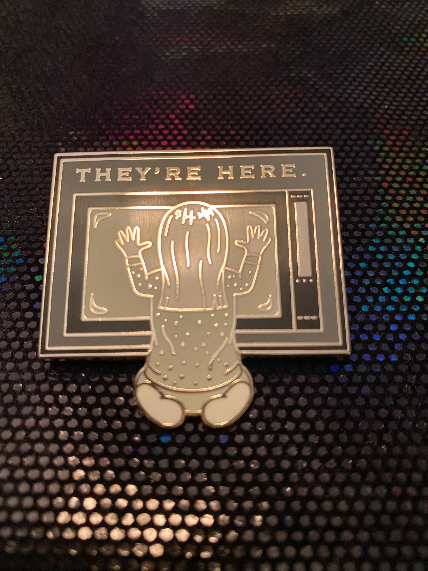 Scary TV Girl Enamel Pin Ghost