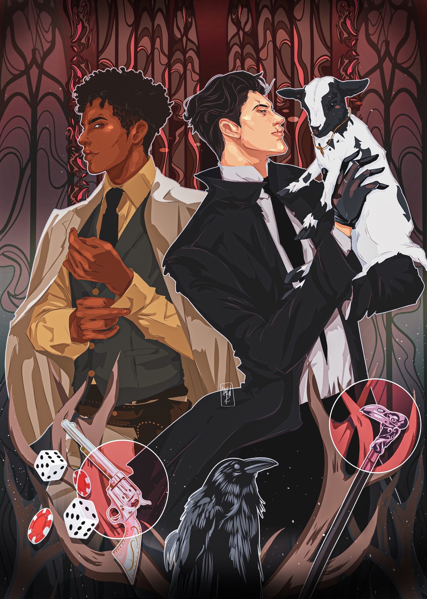 5x7 Art Print Kaz jesper and Milo Dirtyhands Sharpshooter Goat