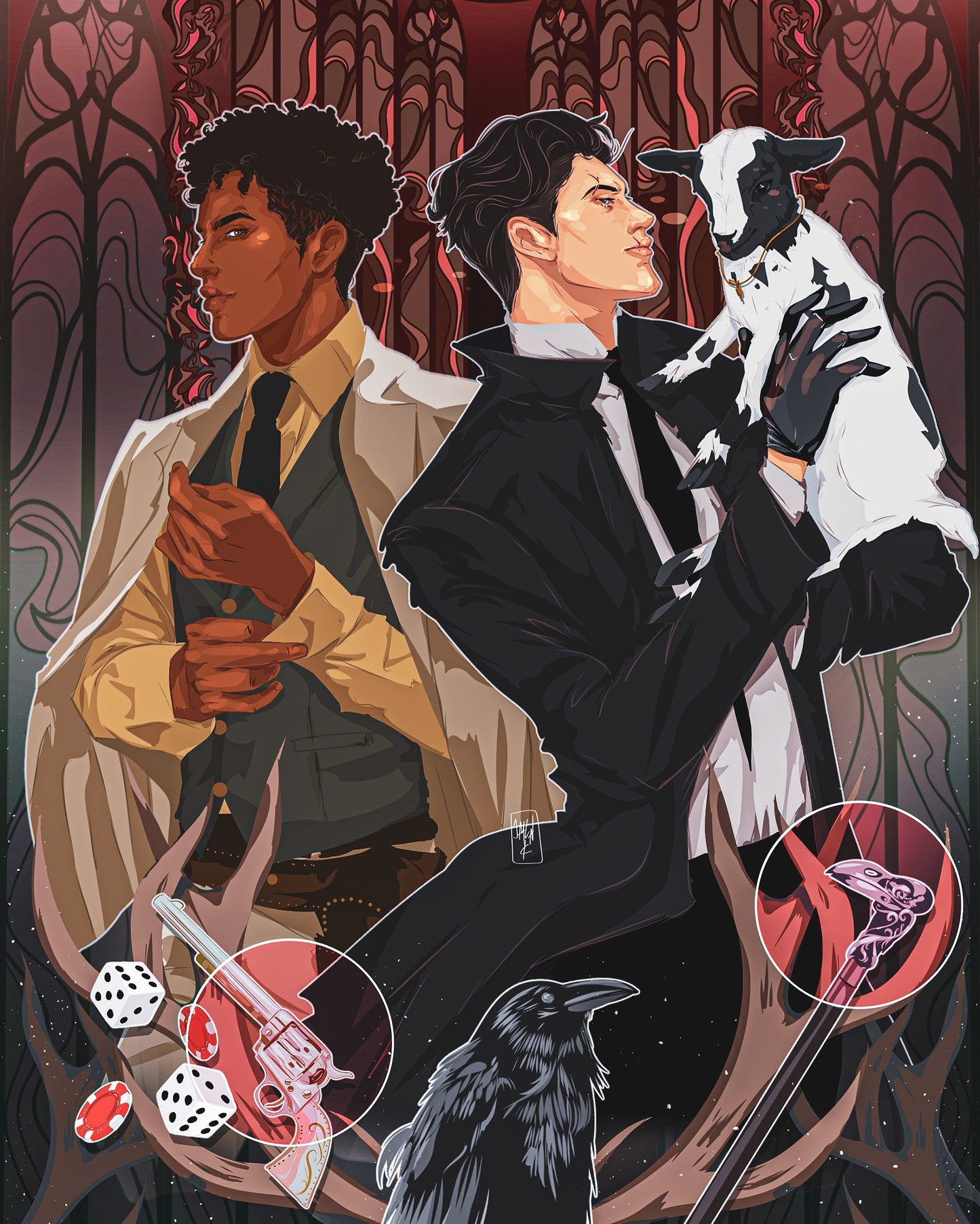 Medium Kaz Brekker Jesper Six of Crows Grishaverse Dirtyhands Sharpshooter and Goat Book Sleeve