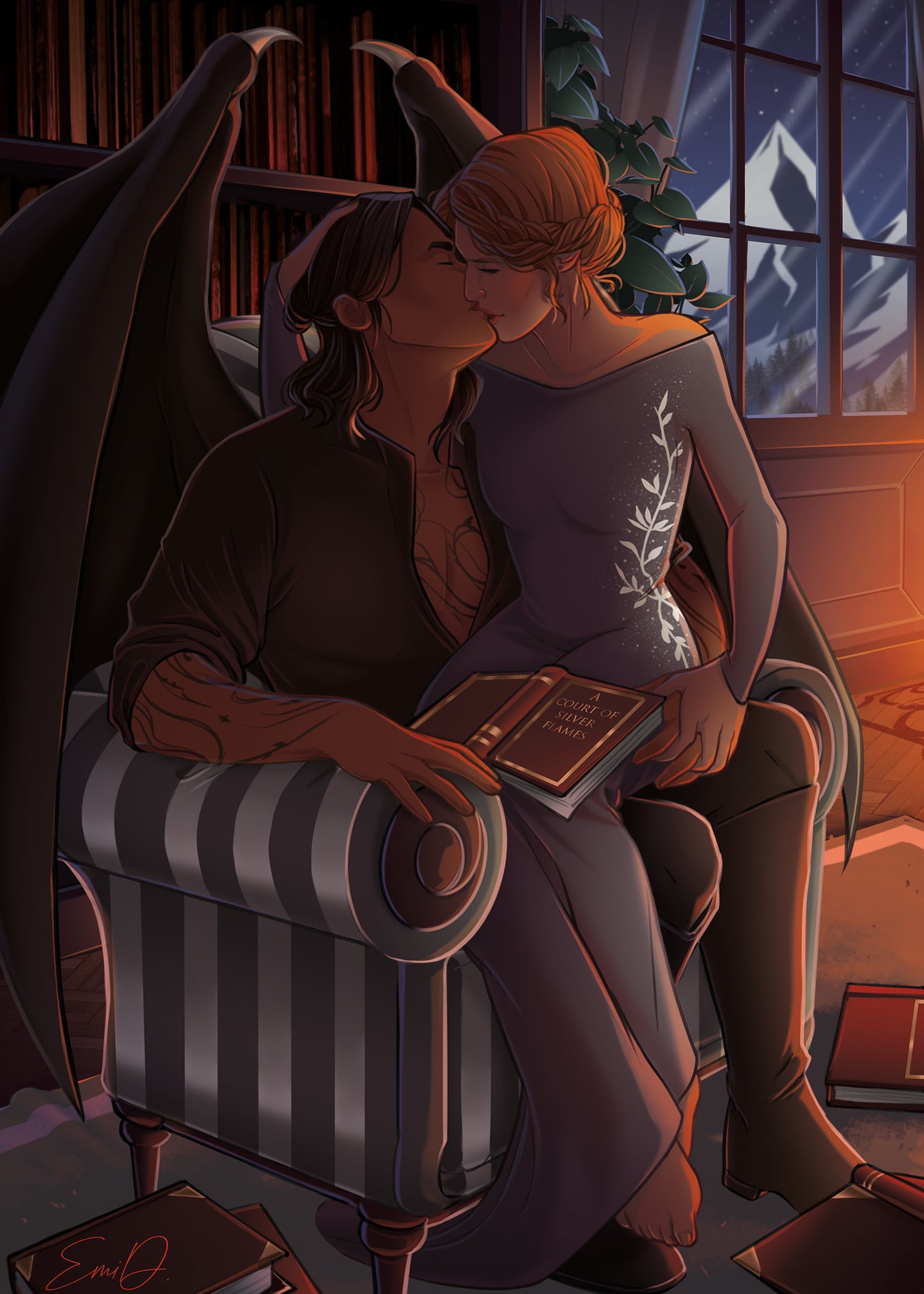 5x7 Art Print Nessian Nesta and Cassian Sarah J Maas Character Art Fan Art Book Couples A Court of Silver Flames Reader Gift Best Friend