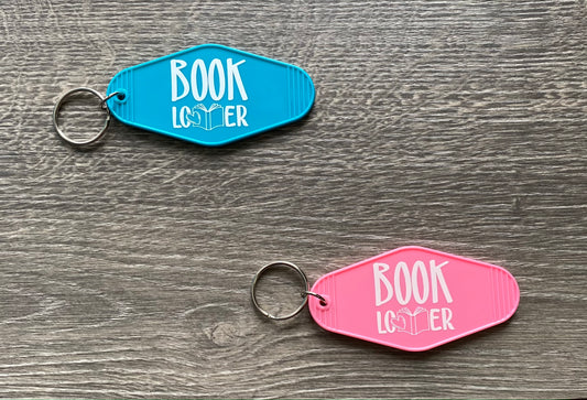 Book Lover Vintage Style Motel Keychain Teal Pink Keyring Bookish Accessories Gift for Best Friend Reader Gifts