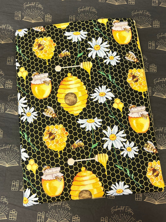 Bee and Hive Booksleeve Cozy Handmade Book Pouch Book Protector Cottagecore Gift for Book Lovers Hiney Bees Book Lover Gift