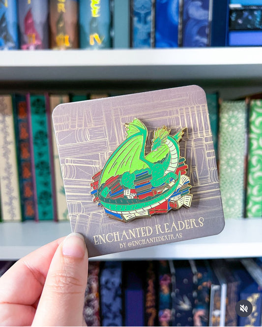 Book Dragon Enchanted Readers Dragons Book Hoarder Bookish Pin Gift For Reader Hard Enamel Glitter Book Merch Book Collector Pin For Reader