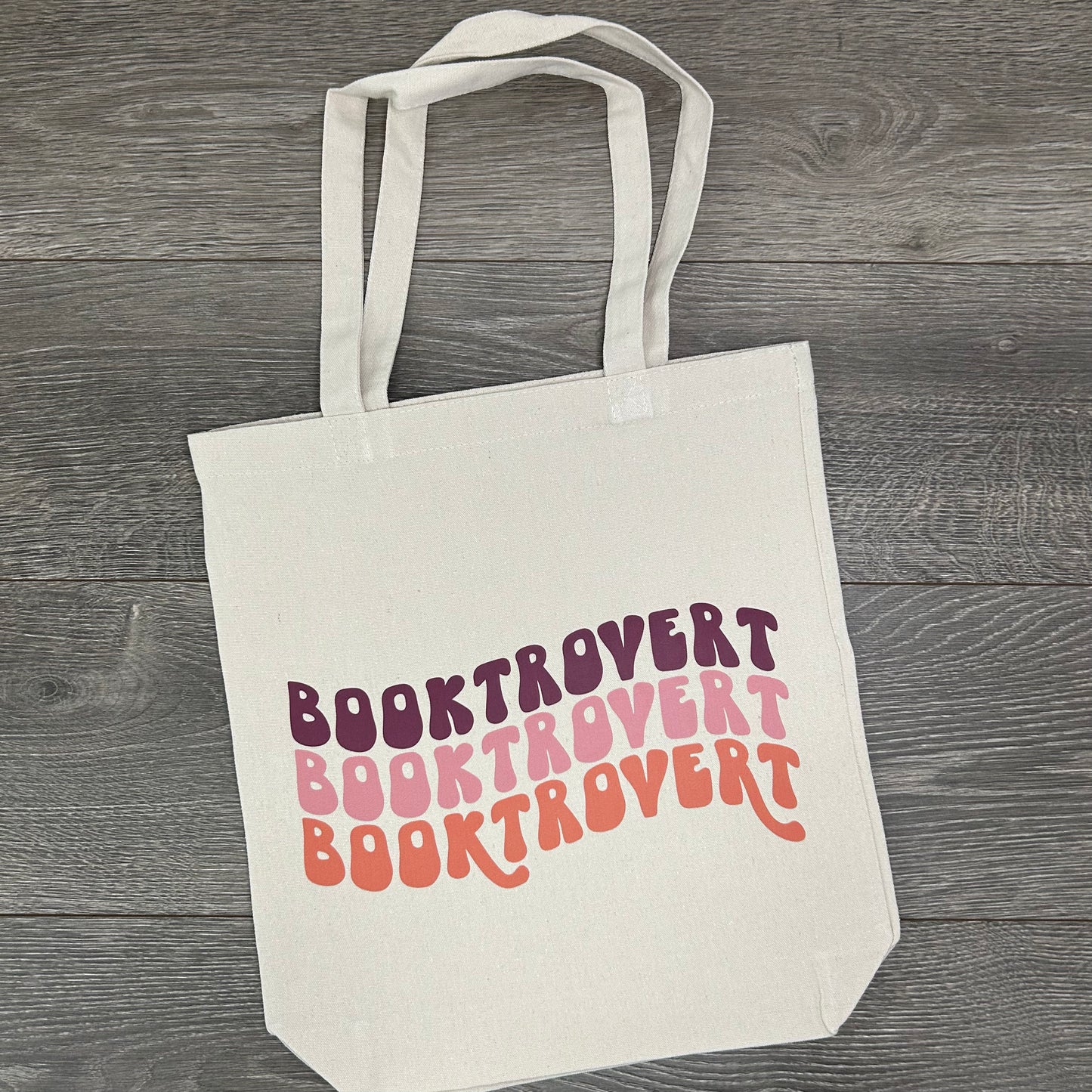 Booktrovert Canvas Tote Bag Flat Bottom Reader Gift For Book Lover Gusset Bottom Bookish Sayings Totebag