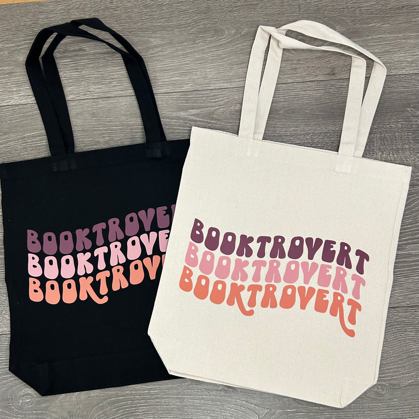 Booktrovert Canvas Tote Bag Flat Bottom Reader Gift For Book Lover Gusset Bottom Bookish Sayings Totebag