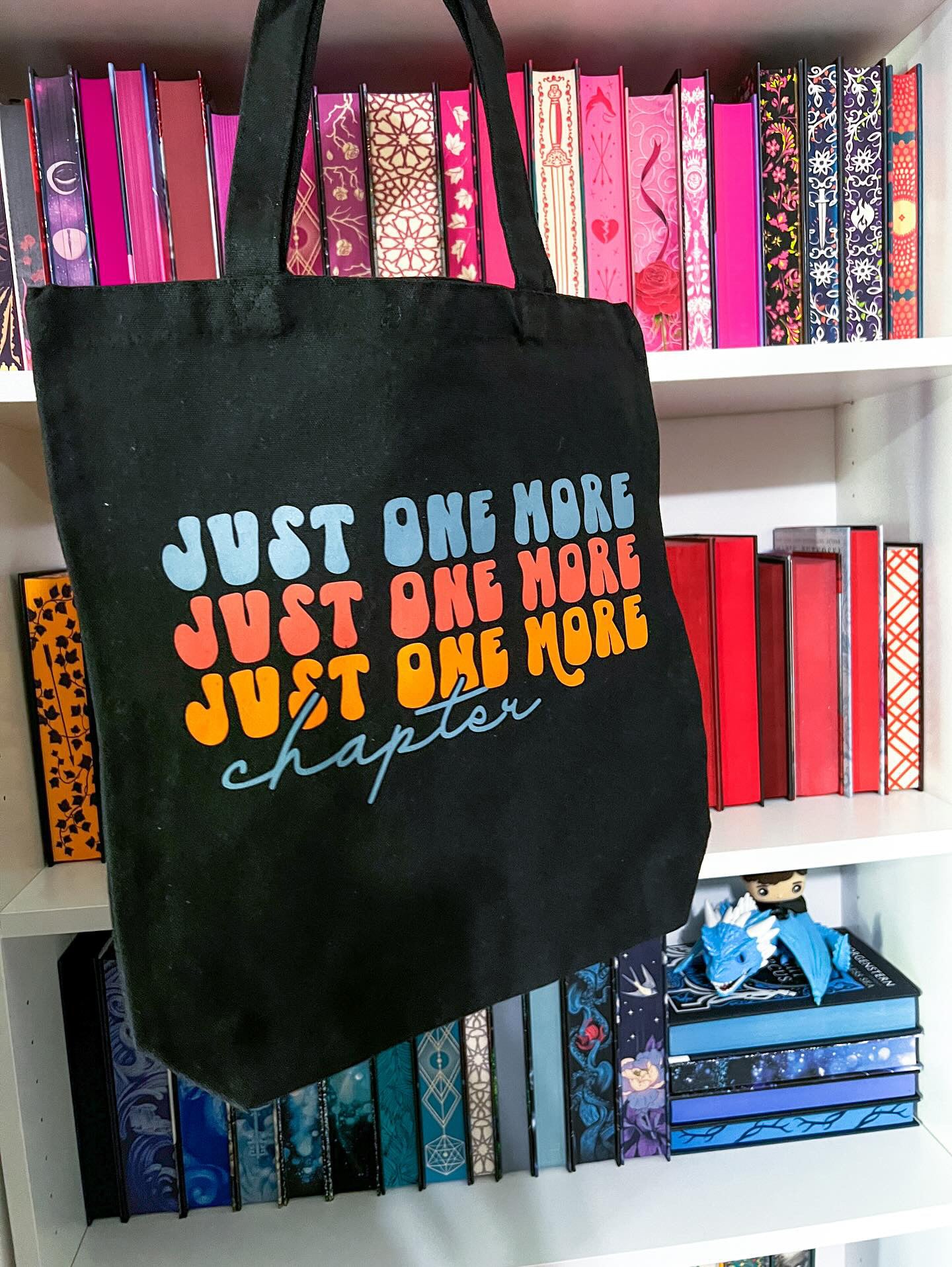 Just One More Chapter Canvas Tote Bag Reader Gift For Book Lover Flat Bottom Totebag Bookish Gifts For Her Reading Gifts For Him