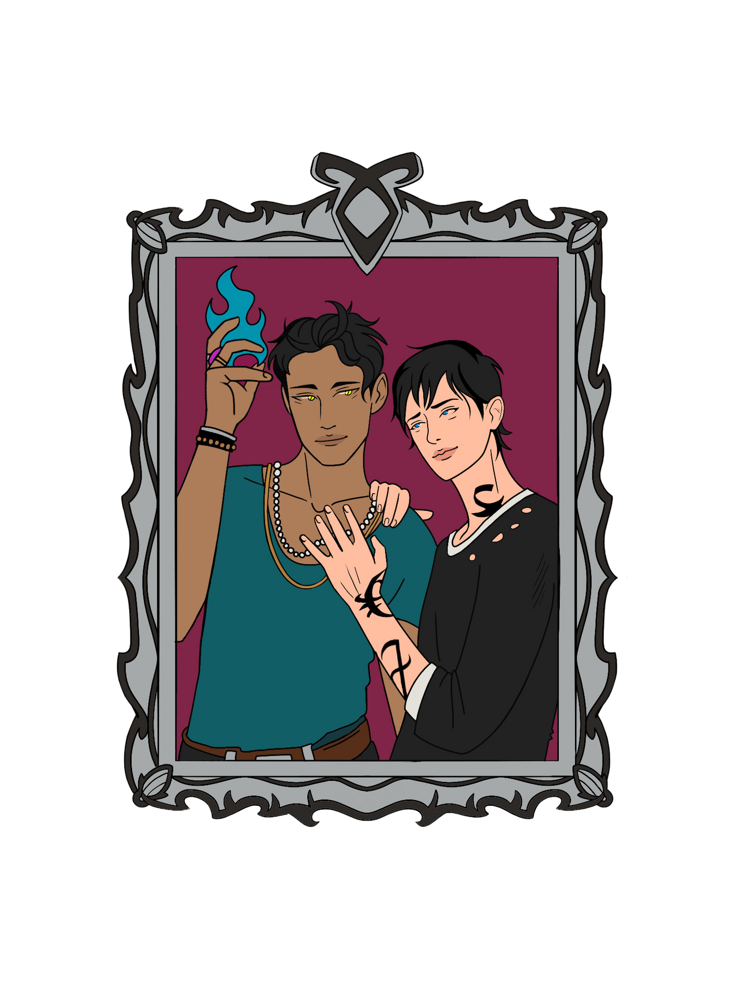 2.5 Inch Malec Book Couple Hard Enamel Pin Shadowhunters Bookish Gift  Magnus Bane Alec Lightwood Bi-Sexual Gay Book Characters LGBTQ Pride