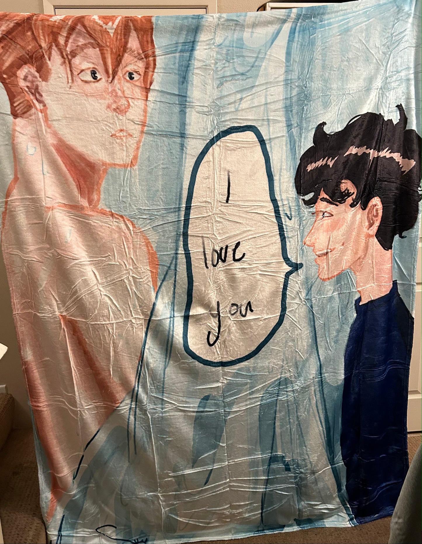 Nick and Charlie I Love You Throw Blanket Oversized Heartstopper Boyfriends LGBTQ Gift For Them Queer Gifts For Book Lovers Hi Fan Art