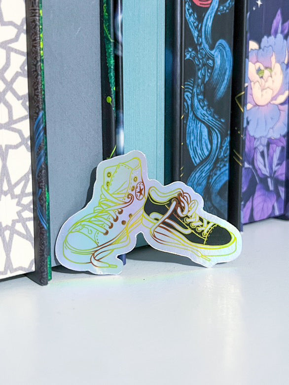 Boyfriend Shoes Nick and Charlie Holographic Vinyl Sticker Book Lover Graphic Novel LGBTQ Book Characters