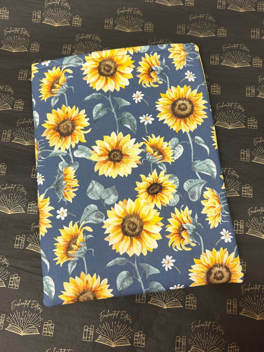 Sunflower Book Sleeve Padded Book Protector Floral Fabric Book Cover for Readers Gift For Book Lover Bookish Accessory
