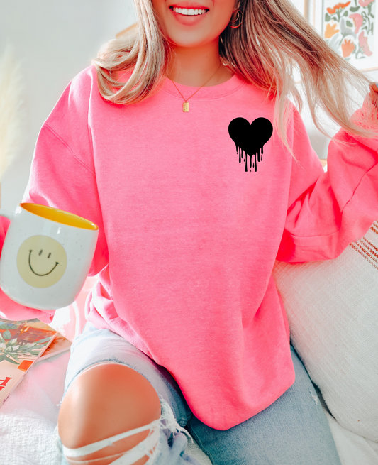 Bleeding Heart Sweatshirt Crewneck Safety Pink Valentines Day Apparel Anti Love Clothing Dripping Heart Gift For Her Gifts for Book Lover