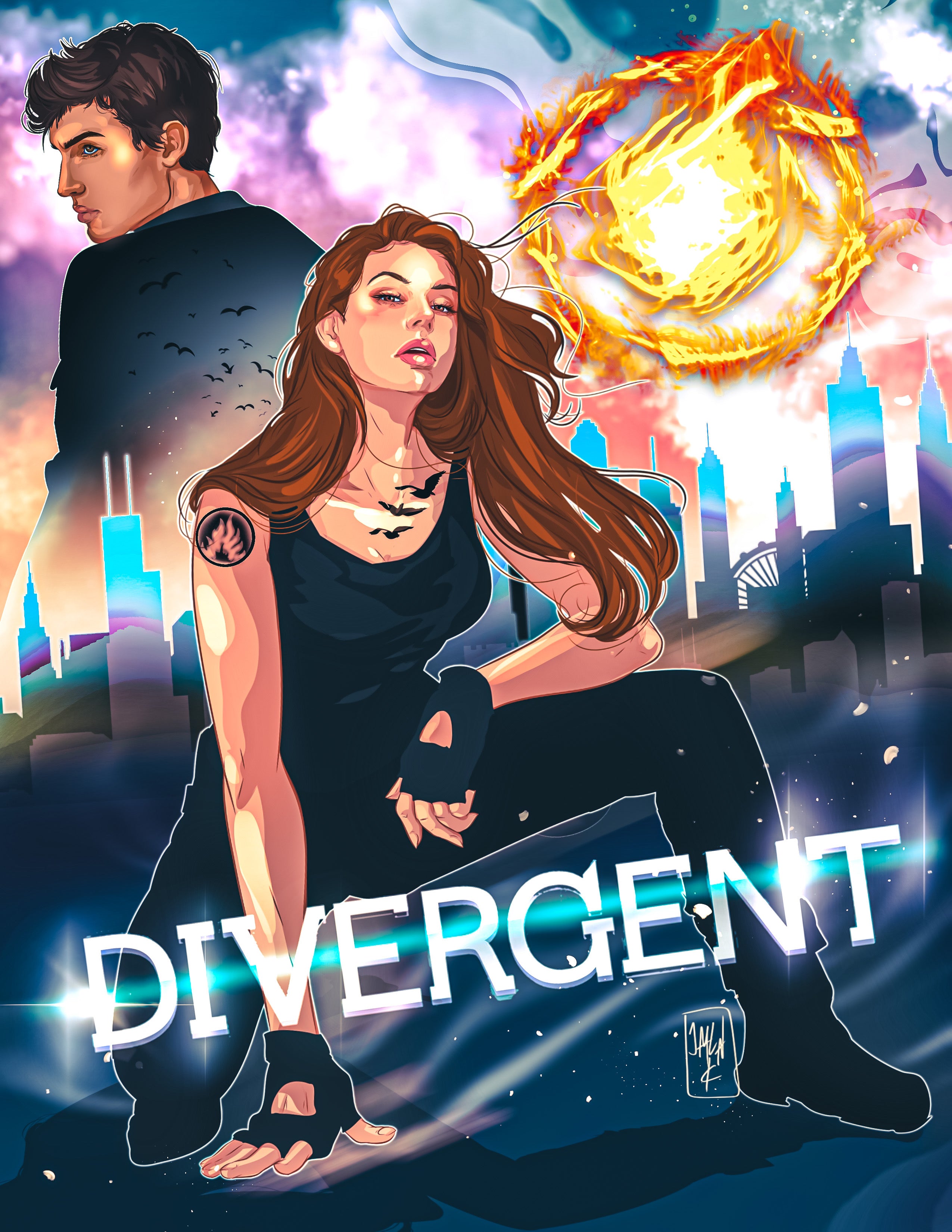 Divergent Four And Tris Drawings Poster DIVERGENT Four | Wall Art