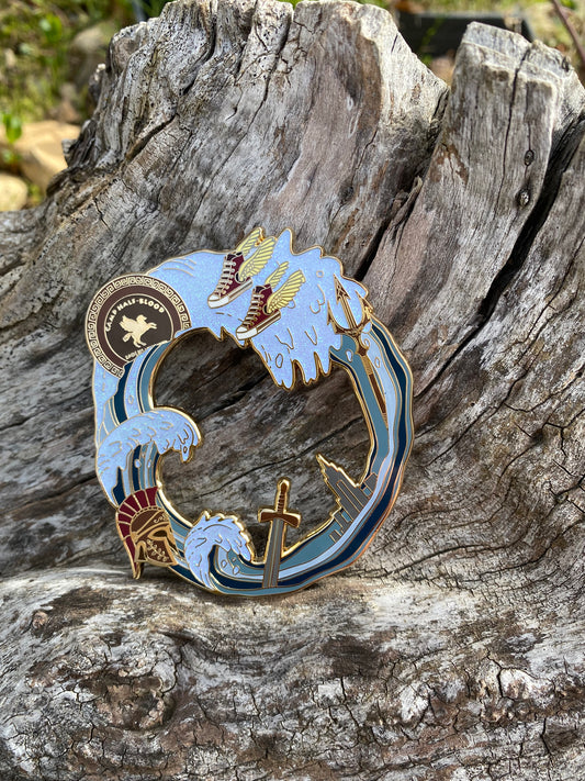 Percy Jackson Demigod Camp Half Blood Water Element Wreath Enamel Pin