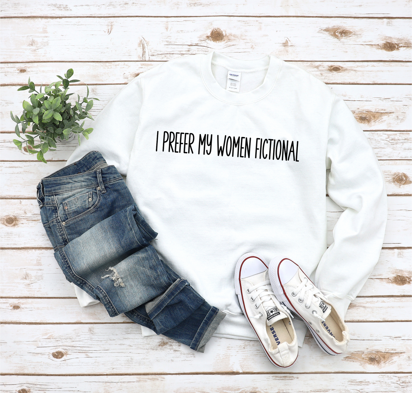 I Prefer My Men Women People Fictional Custom Crewneck Hoodie Sweatshirt Personalizable Reader Bookish Character Favorites Gift Men Women They Them