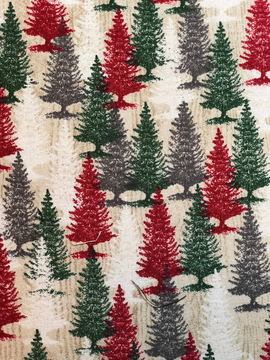 Red and Green and Gray Christmas Pine Trees Booksleeve