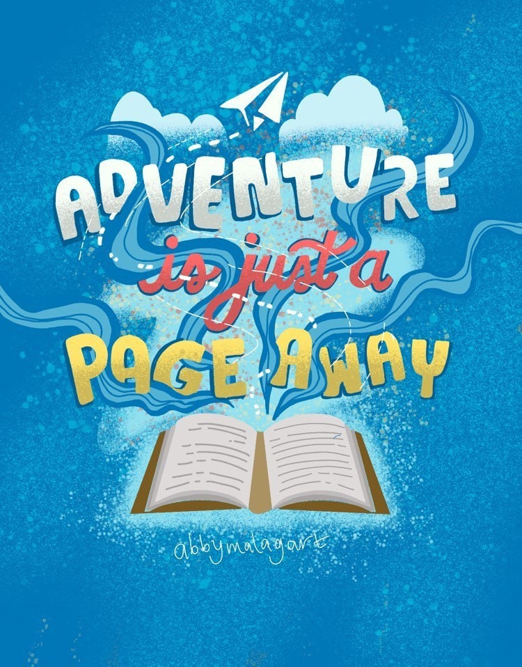 Adventure is Just a Page Away Quote Book Sleeve Book Cover