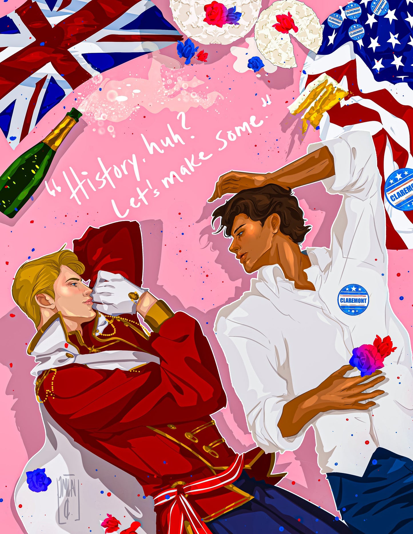 Large Red White and Royal Blue Love Wins Book Sleeve Alex and Henry